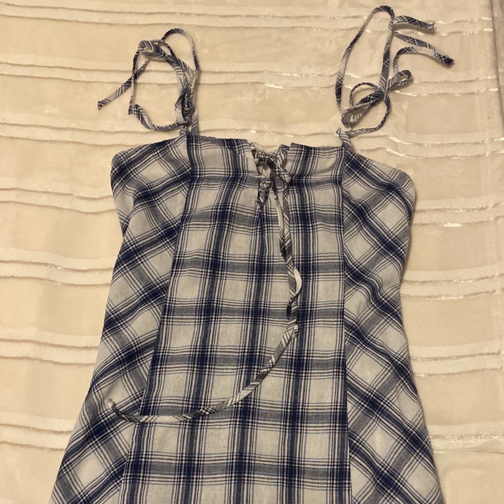 Blue and white dress